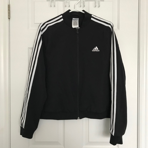 NWOT adidas 3-Stripes Full Zip Training Jacket L With Pockets Black White - Picture 1 of 6